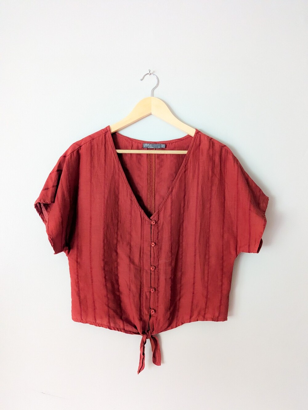 Prana Burnt Orange Tie-front Top
